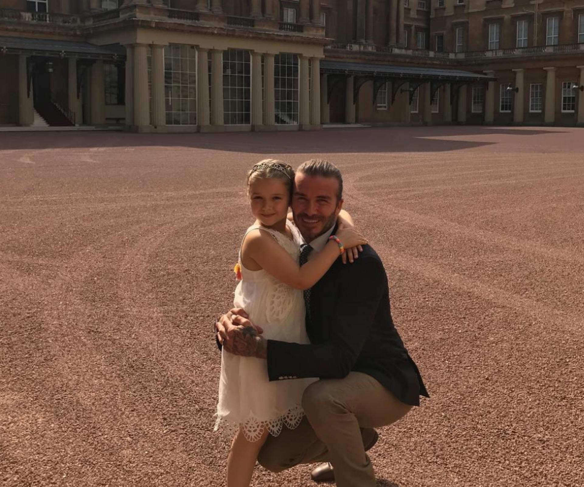 David Beckham and Harper Beckham at Buckingham Palace
