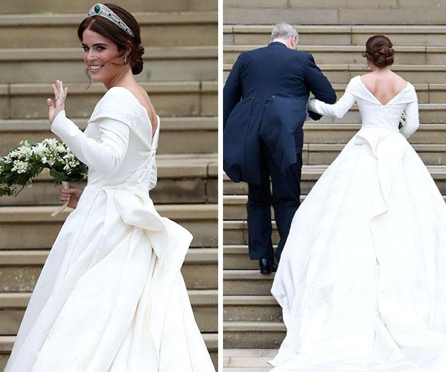 The beautiful wedding dress and tiara Princess Eugenie wore for her royal wedding