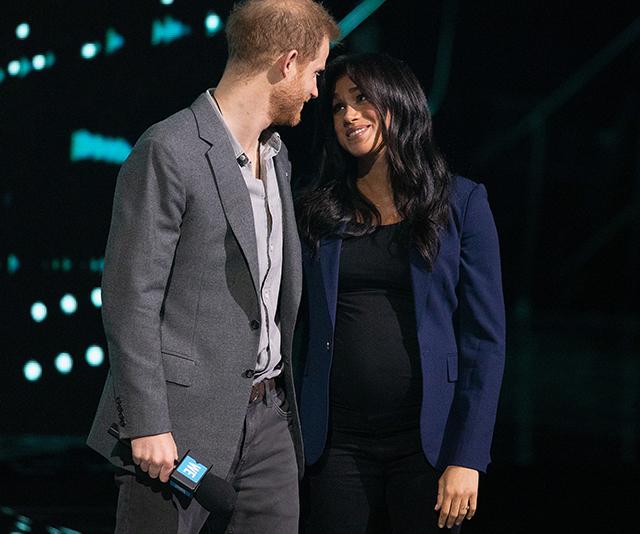 prince harry and meghan markle on stage at WE day 