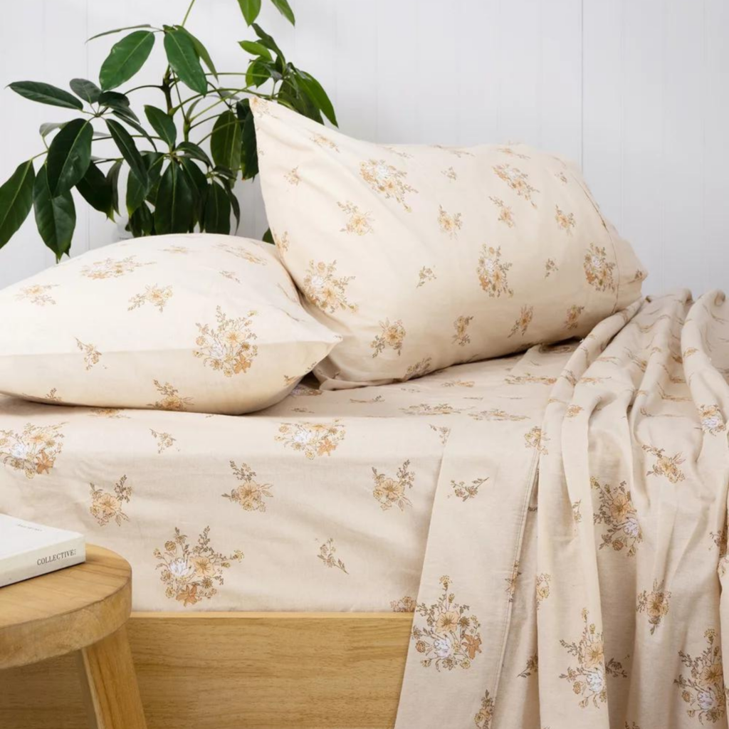 Floral flannelette sheet set from The Iconic