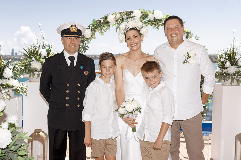 The newlyweds with sons Luca (left) and Ruan