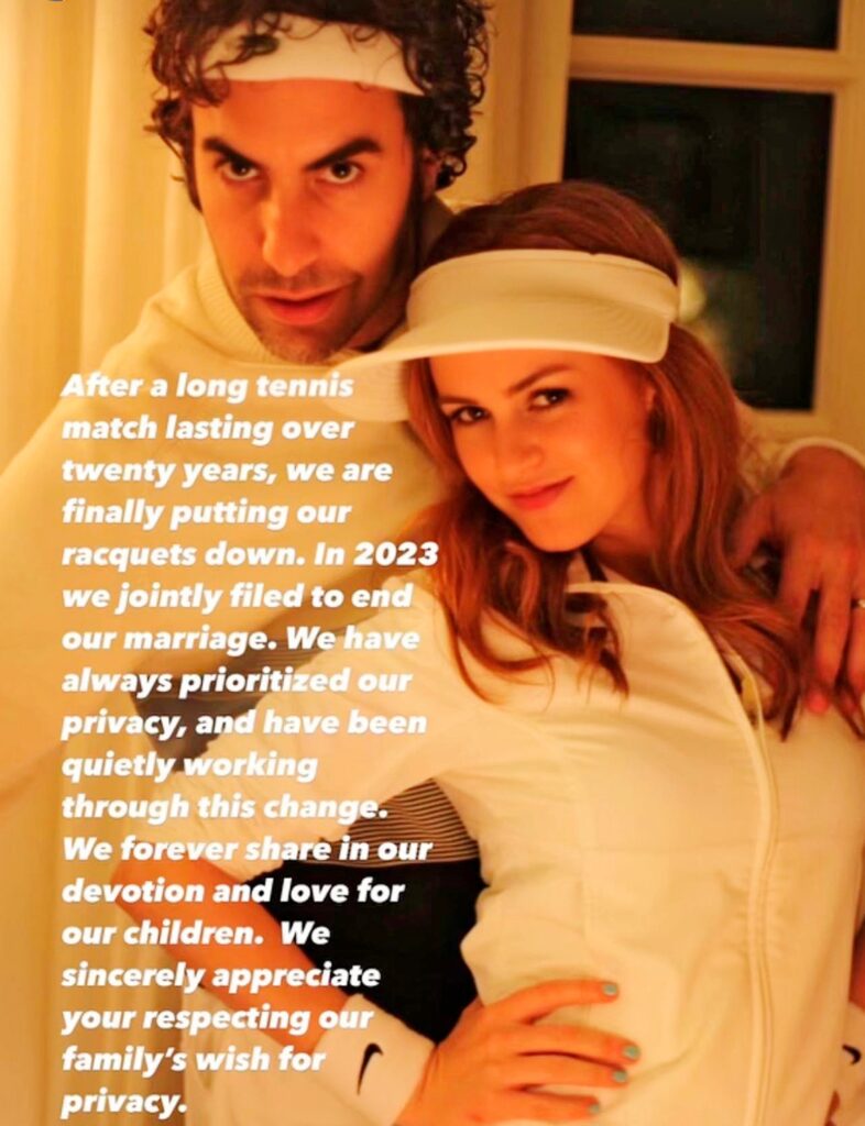 Sacha Baron Cohen and Isla Fisher announced their divorce over Instagram