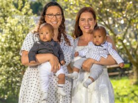 Melanie and Leah introduce their IVF egg-swap sons