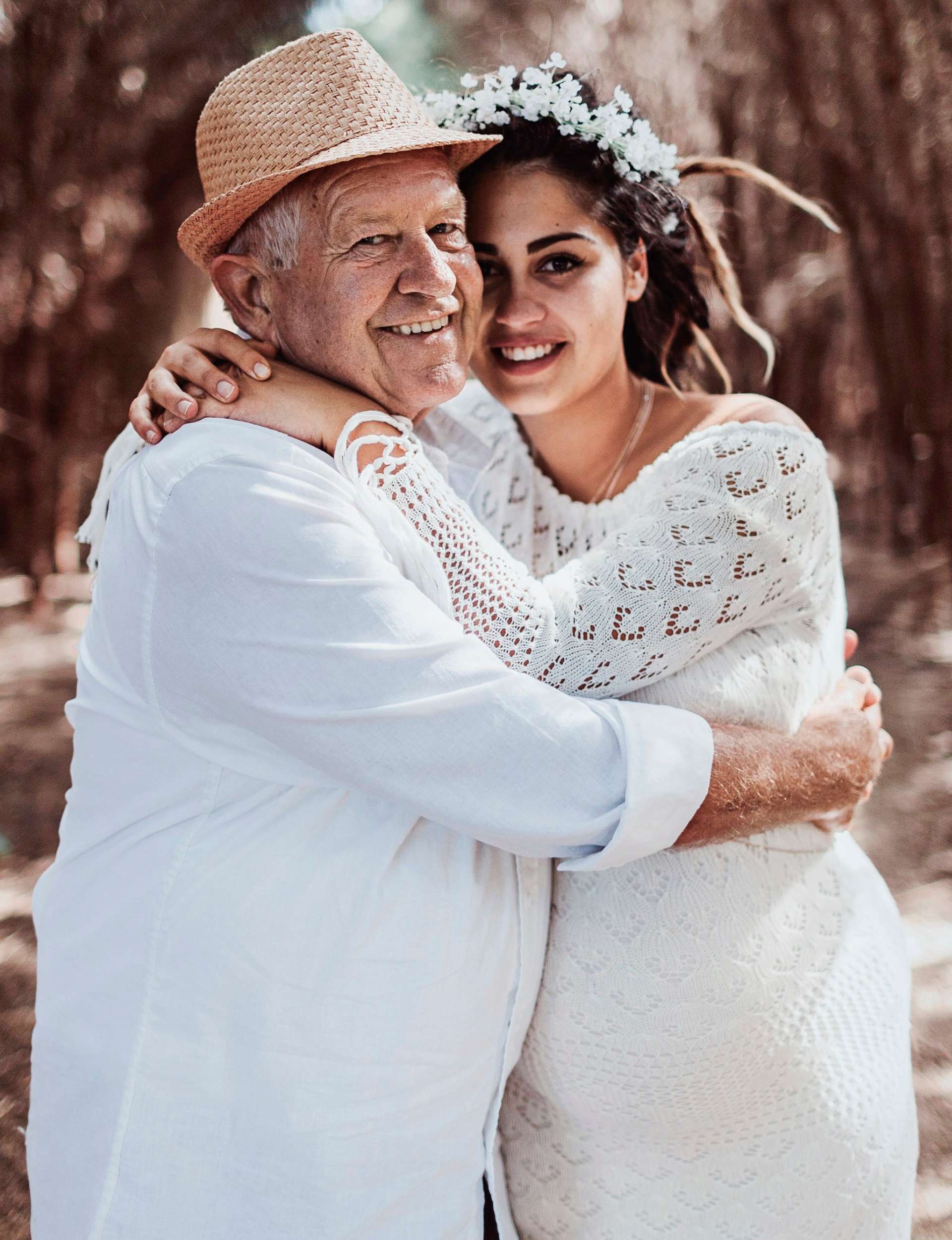 Jasmine hugging her grandfather Doug
