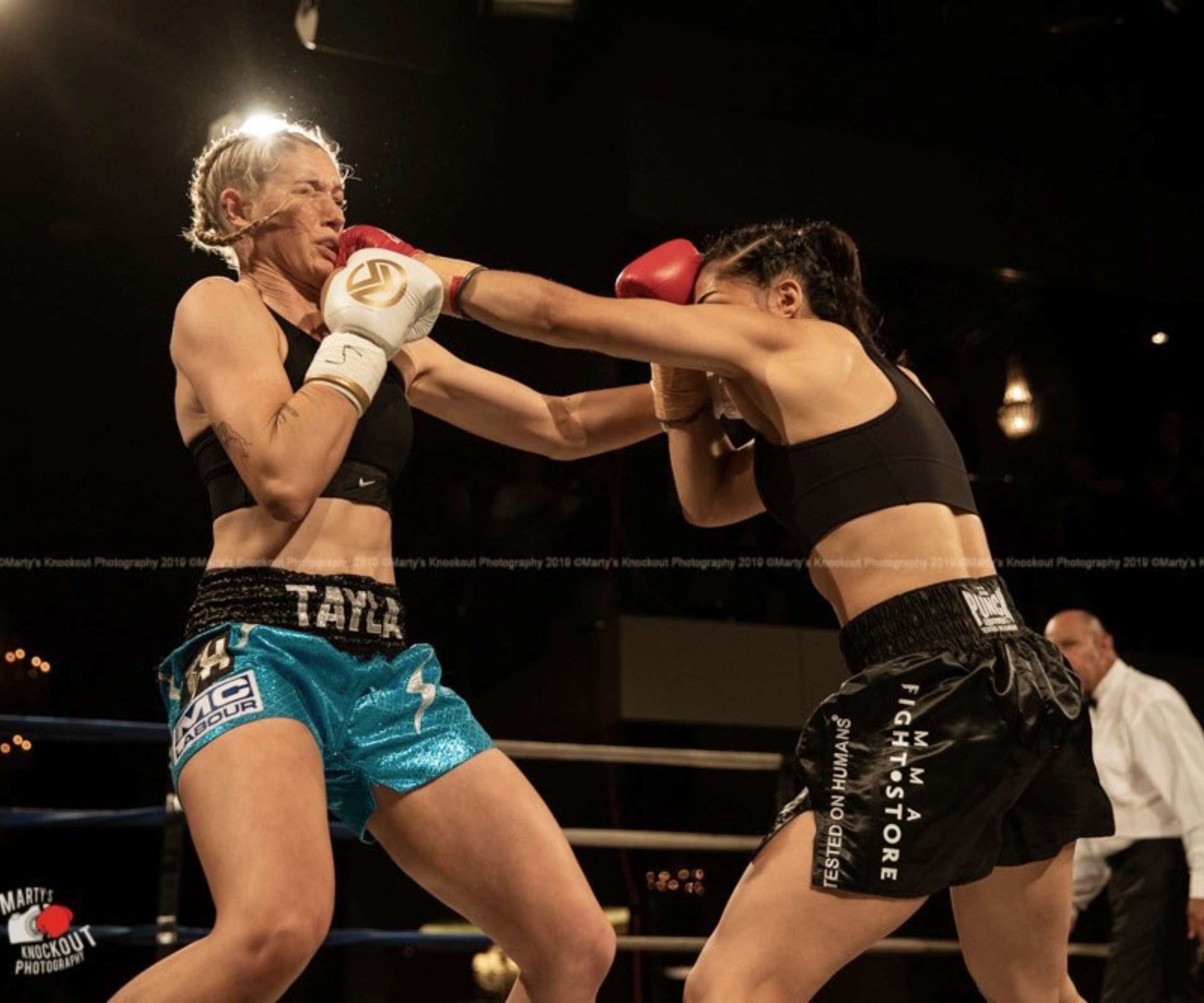 Janay mid-punch against opposition Tayla Harris