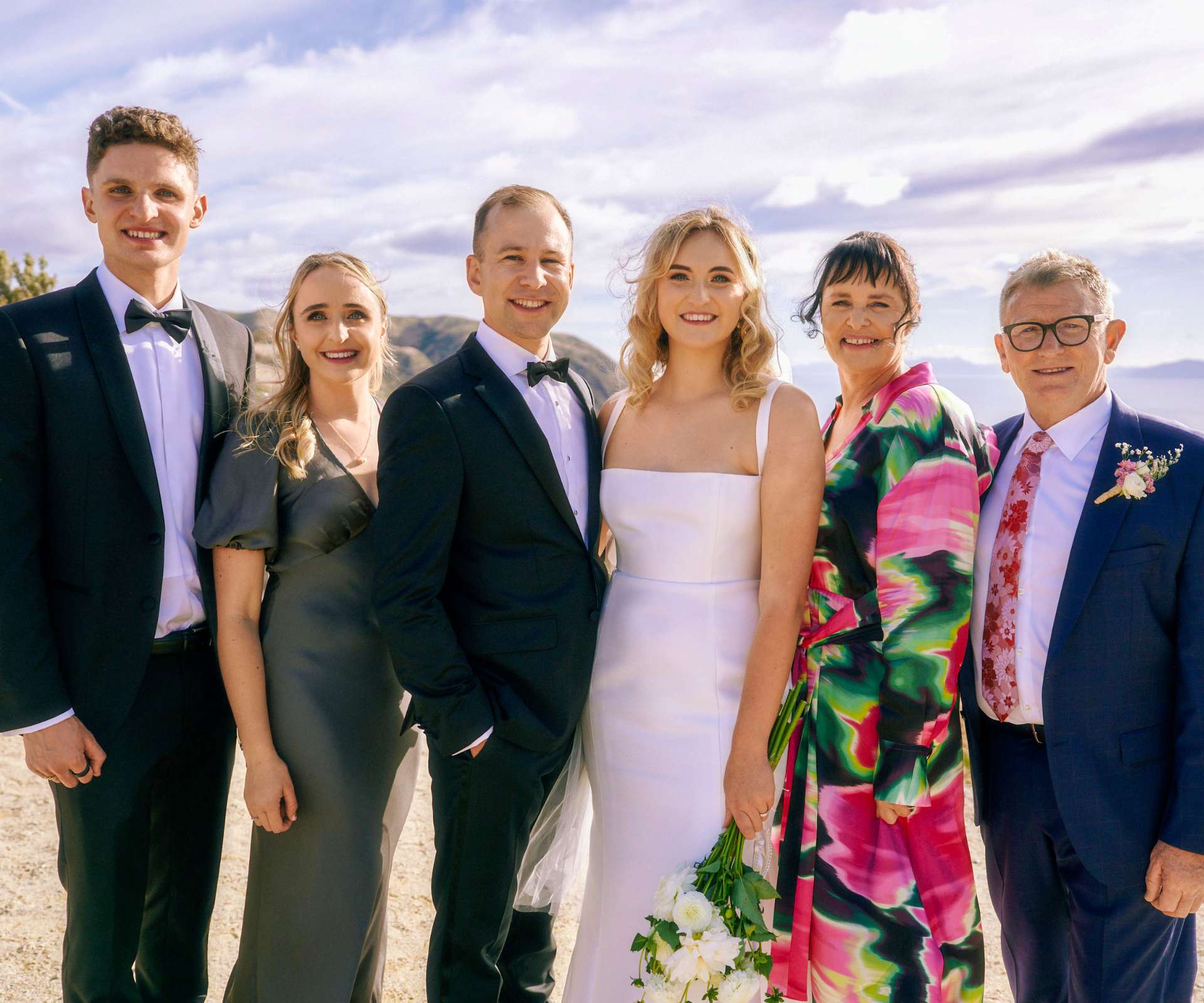 Lewis and his family at sister Ali's wedding