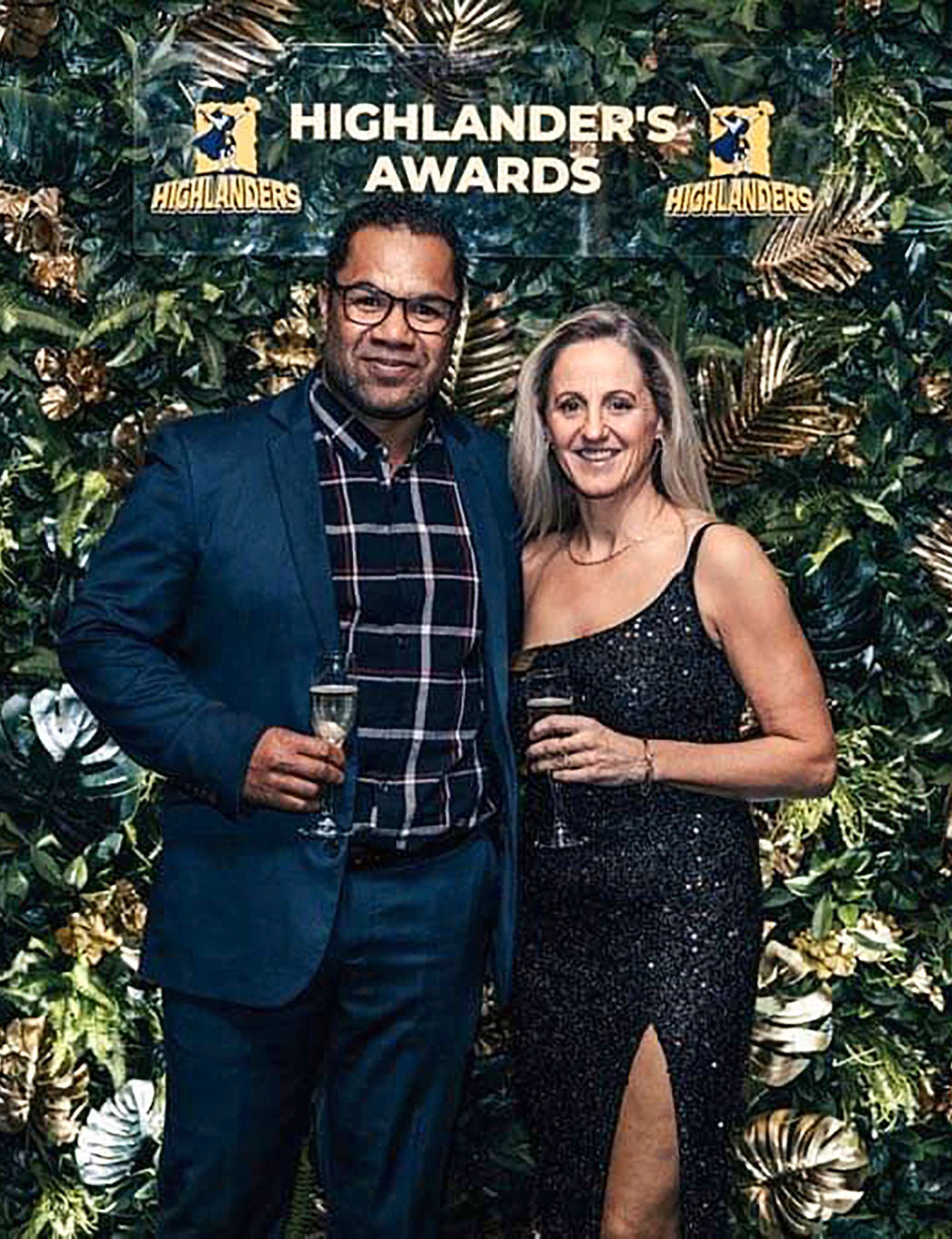 Siale Tunoka and his wife at the Highlanders awards night
