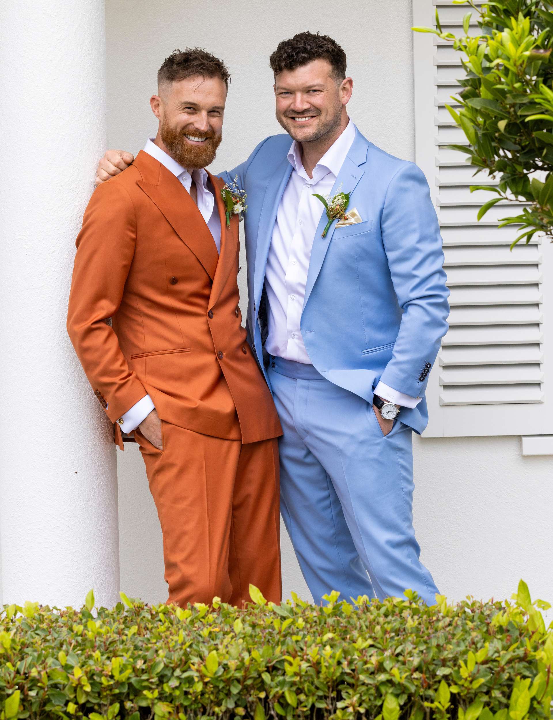 Grooms Jono Trenberth and Josh Martyn on their wedding day