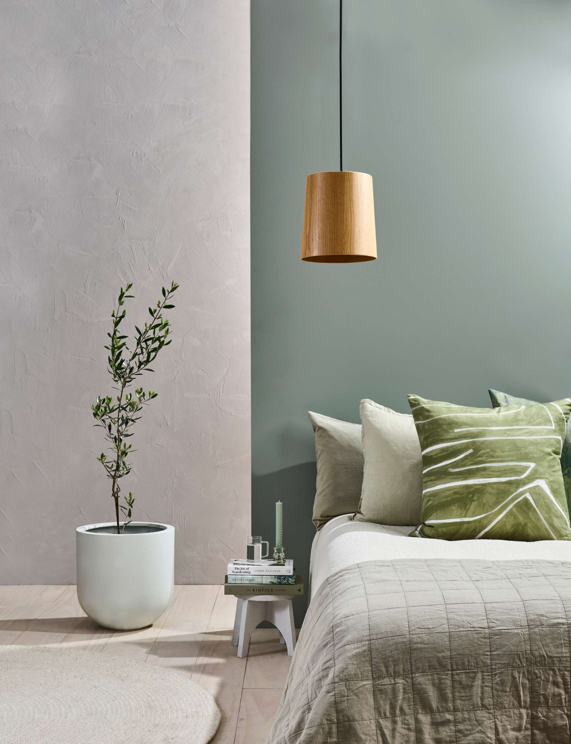 green bedroom with green paint to aid sleep