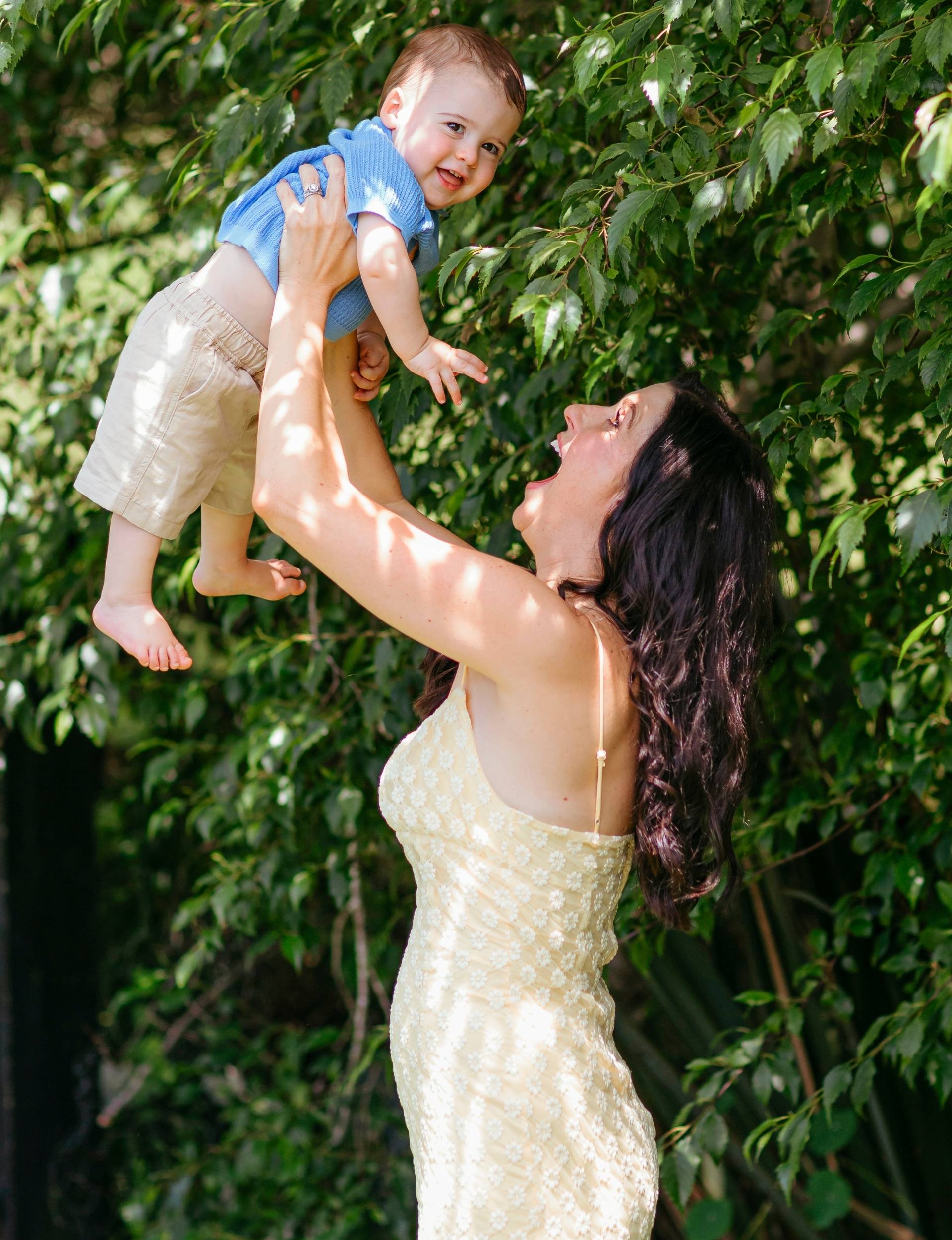 Nadine Higgins playing with Frankie overhead