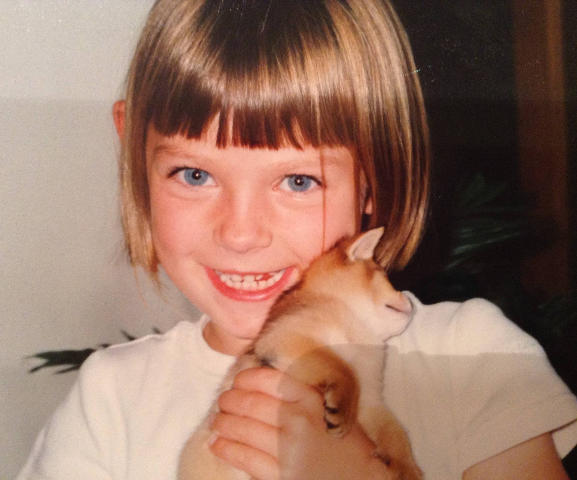 Young Jane with her childhood kitten