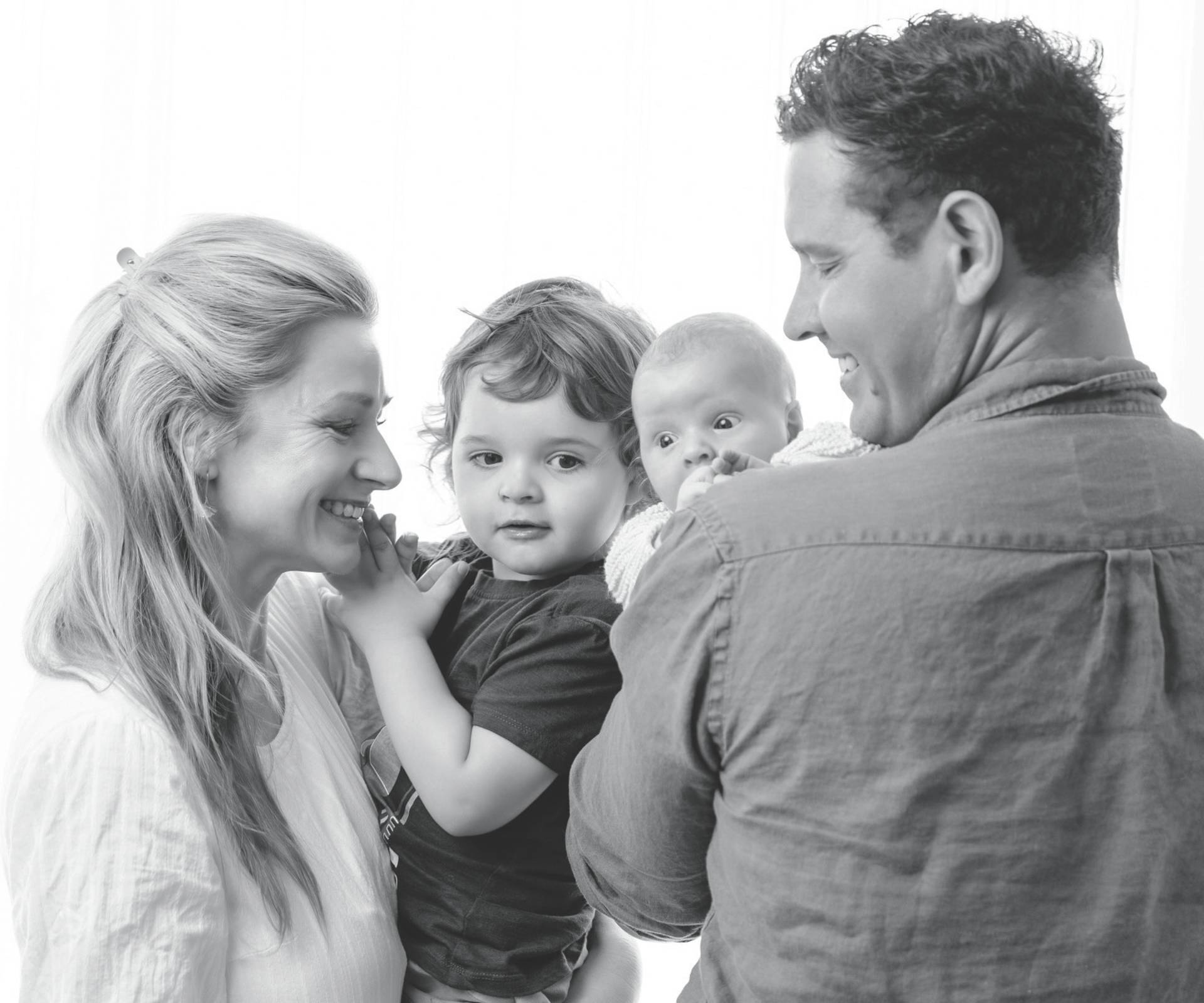 A black and white family photo