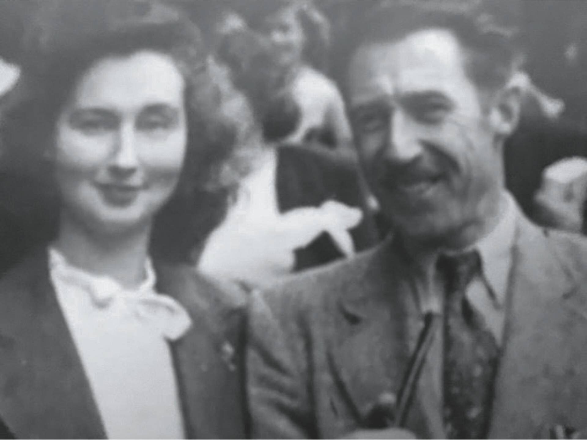 A black-and-white photo of Julia's parents back in the day