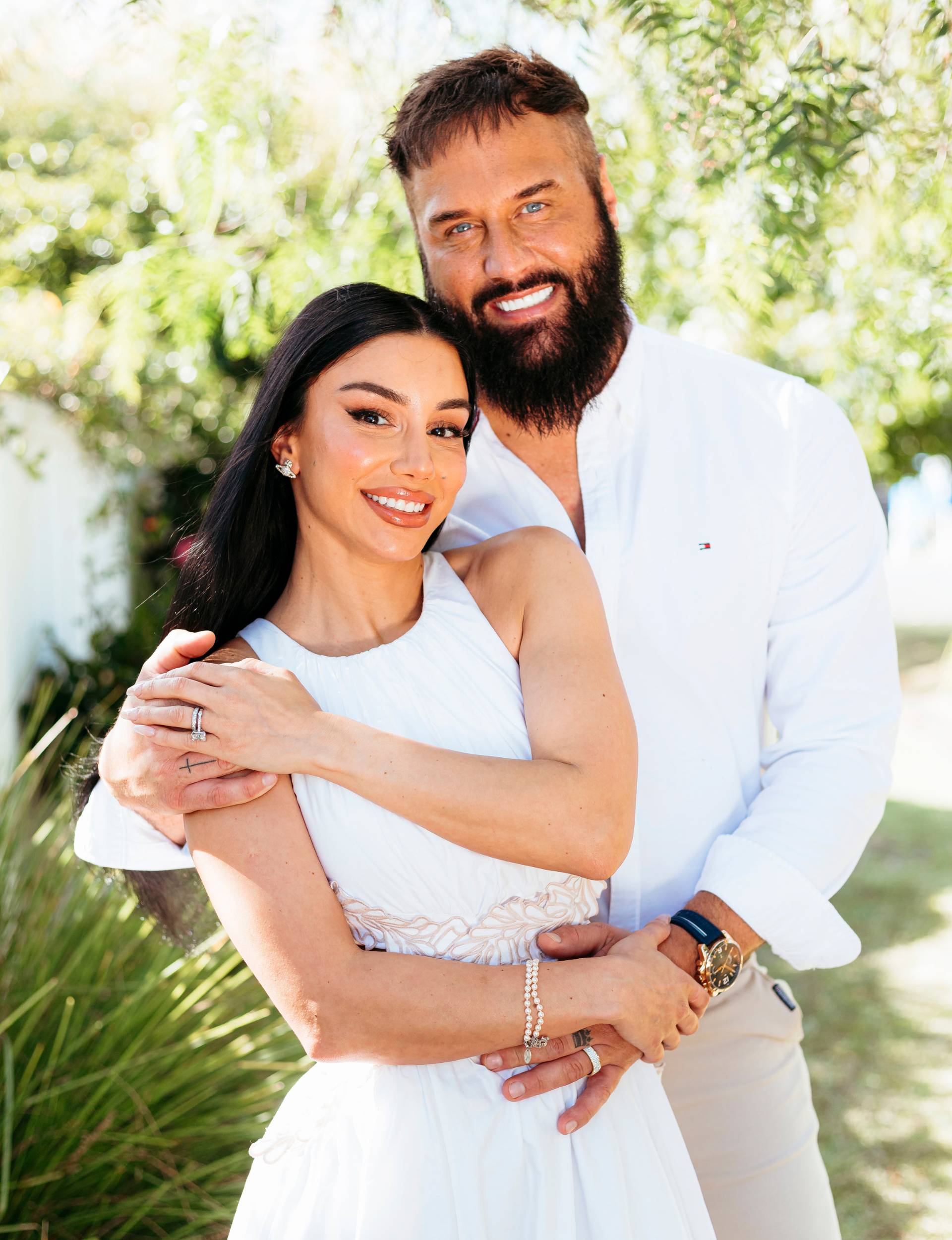 Naz Khanjani hugging husband Jonny 