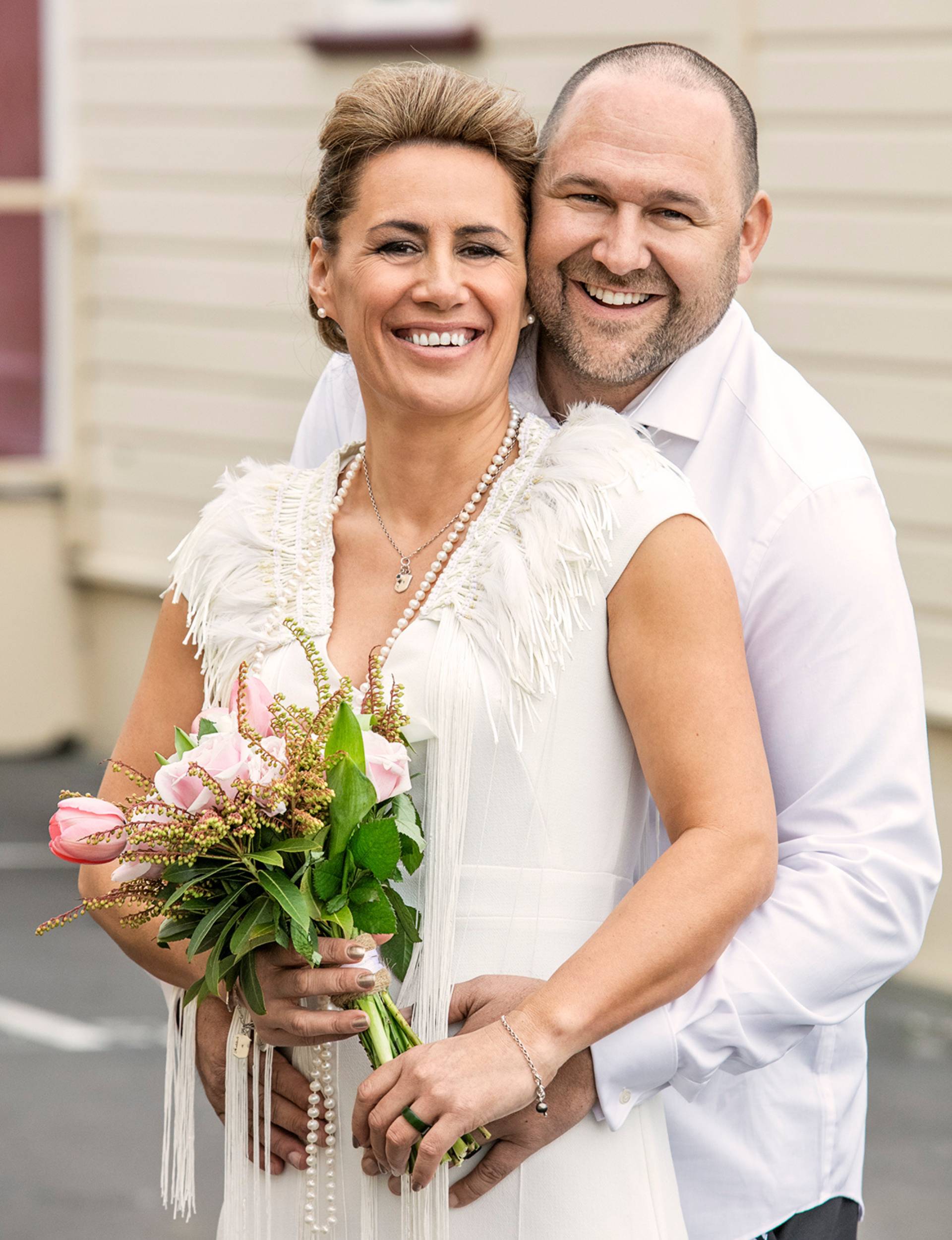 Jenny-May Clarkson with husband Dean on their wedding day