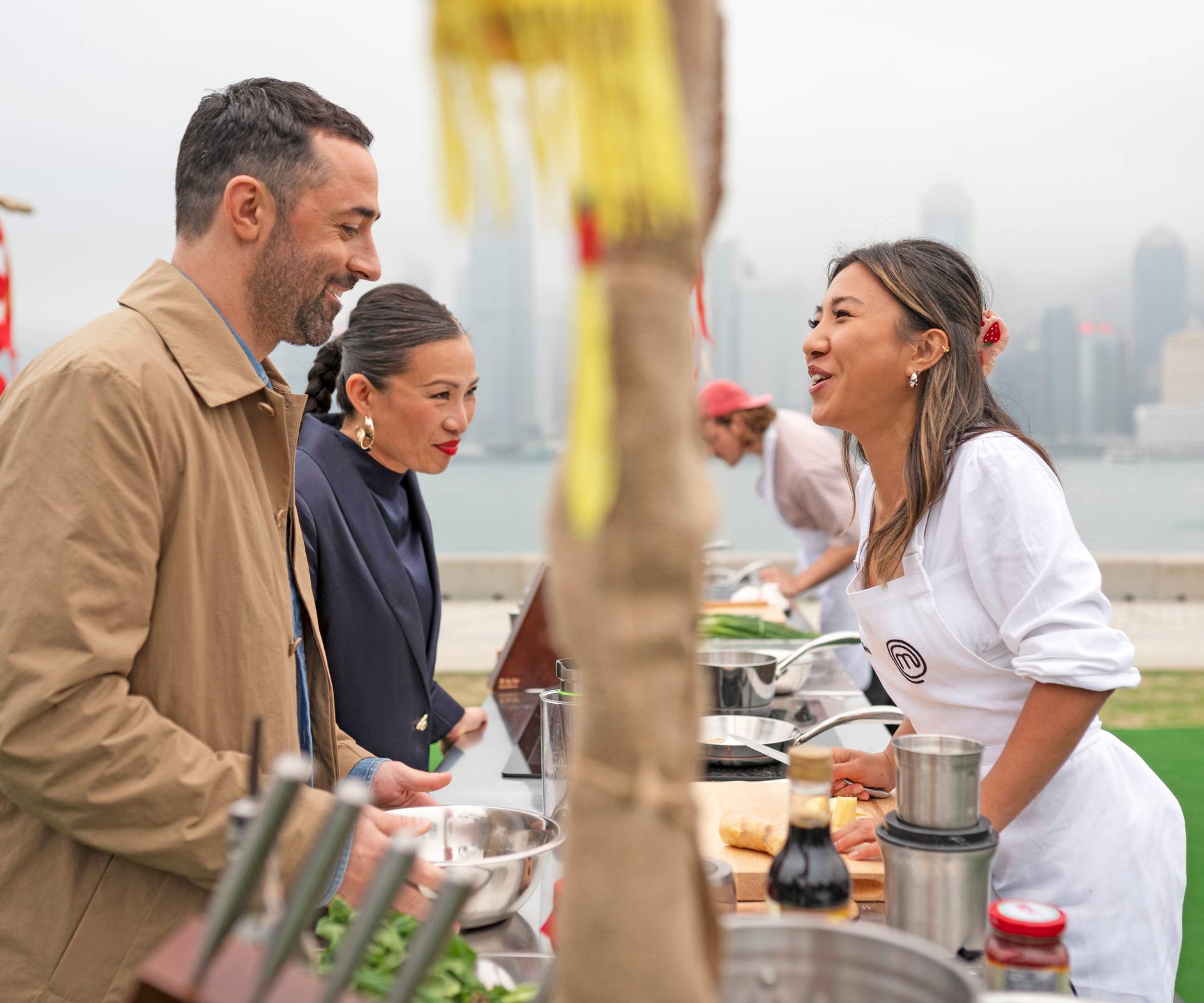 The Back To Win judges chatting to a contestant during the competiton