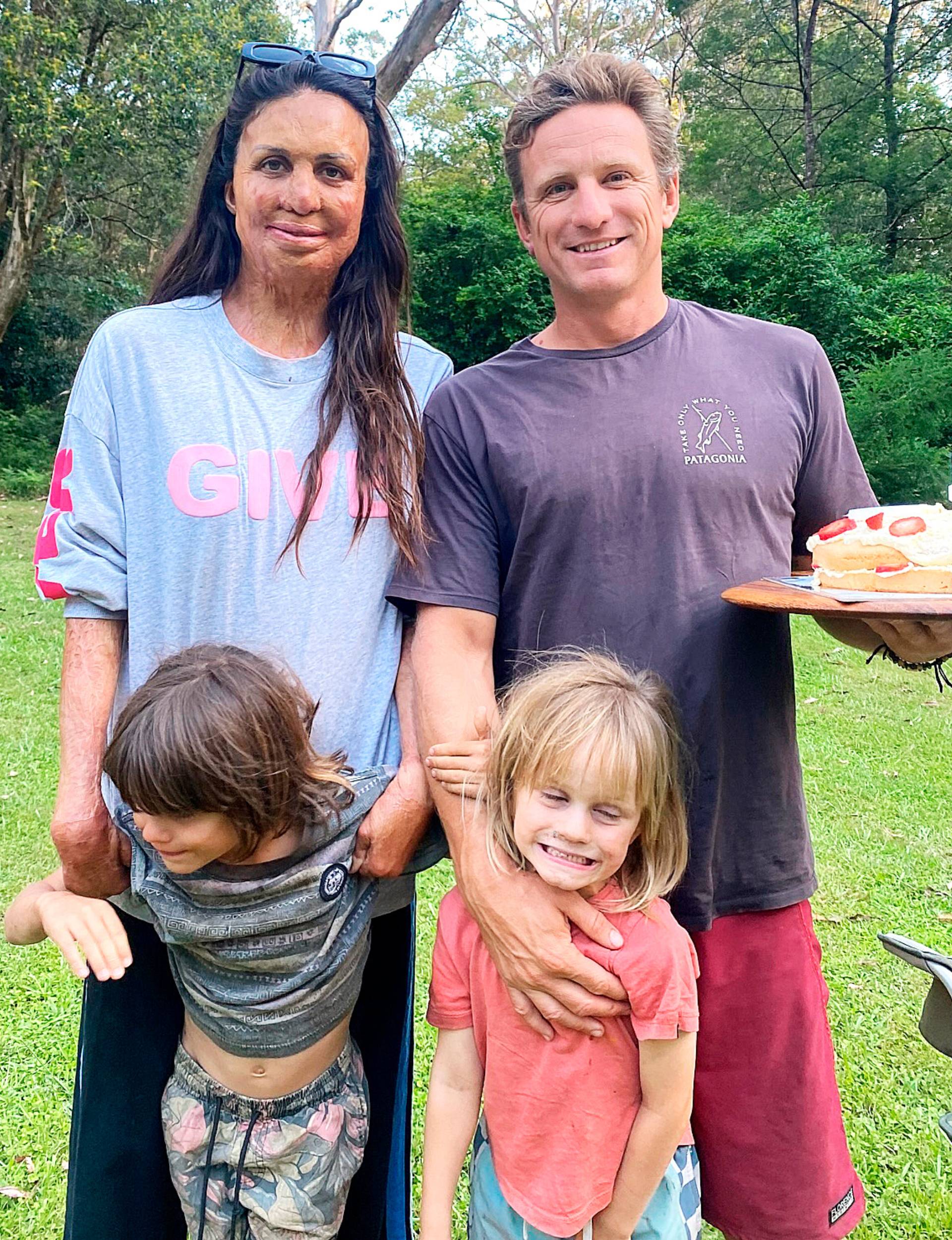 Turia Pitt with her partner and kids