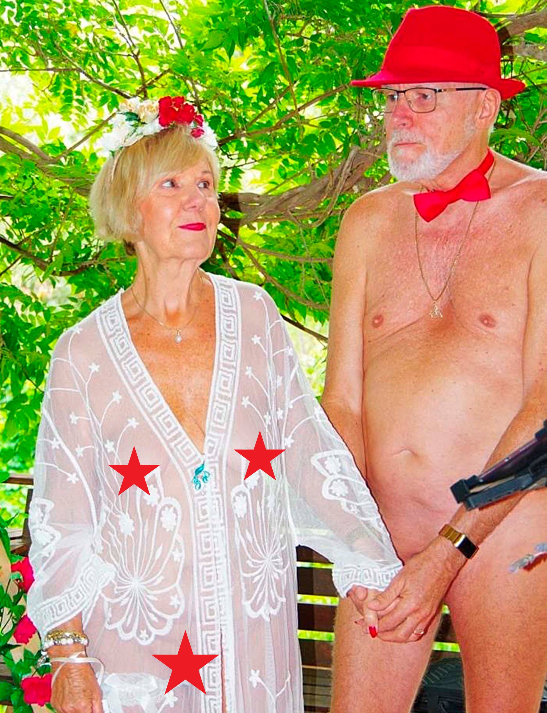 Debra and Tony at their nude wedding