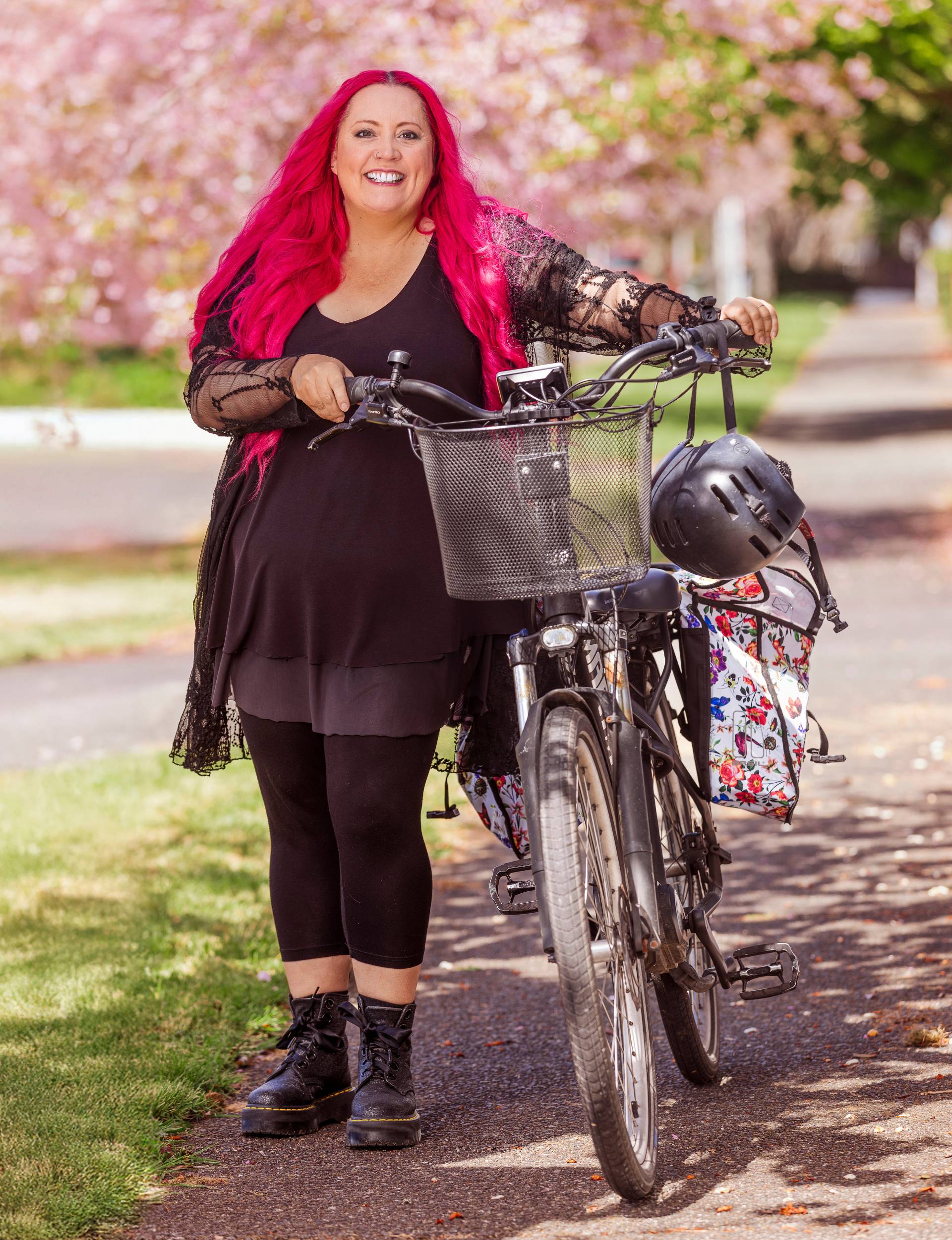 Siouxsie with her beloved bike
