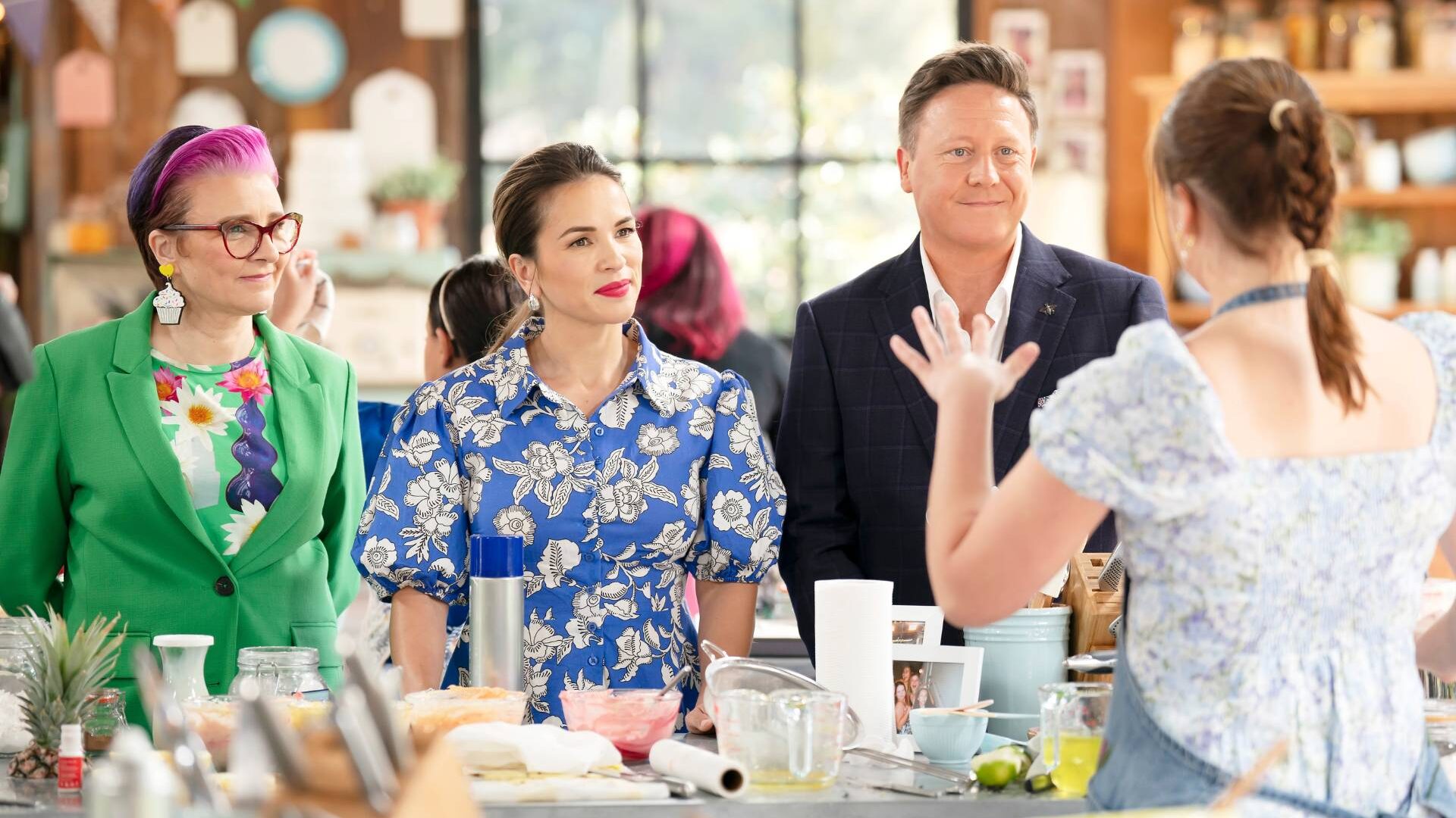Darren Purchese with his fellow judges on Great Australian Bake Off