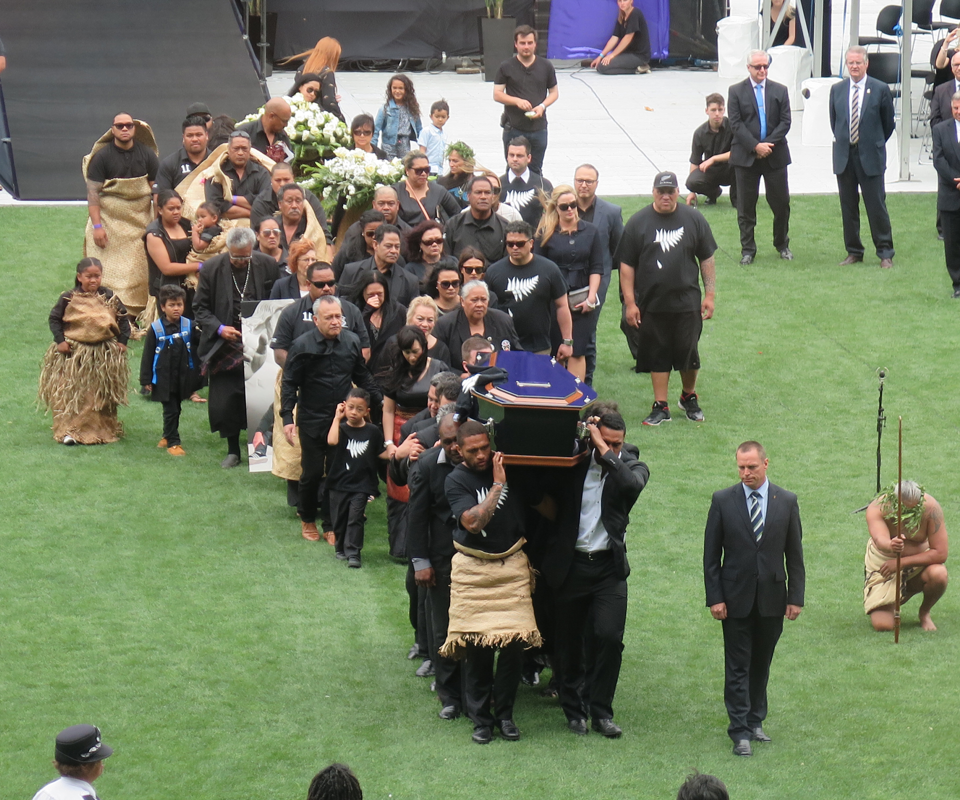 Jonah Lomu being carried out of Eden Park