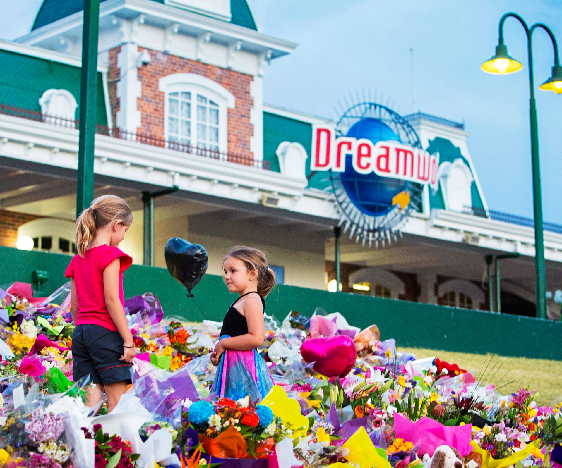 Floral tributes covered the entrance to Dreamworld in tribute to the  four people  killed on the Thunder Rapids ride
