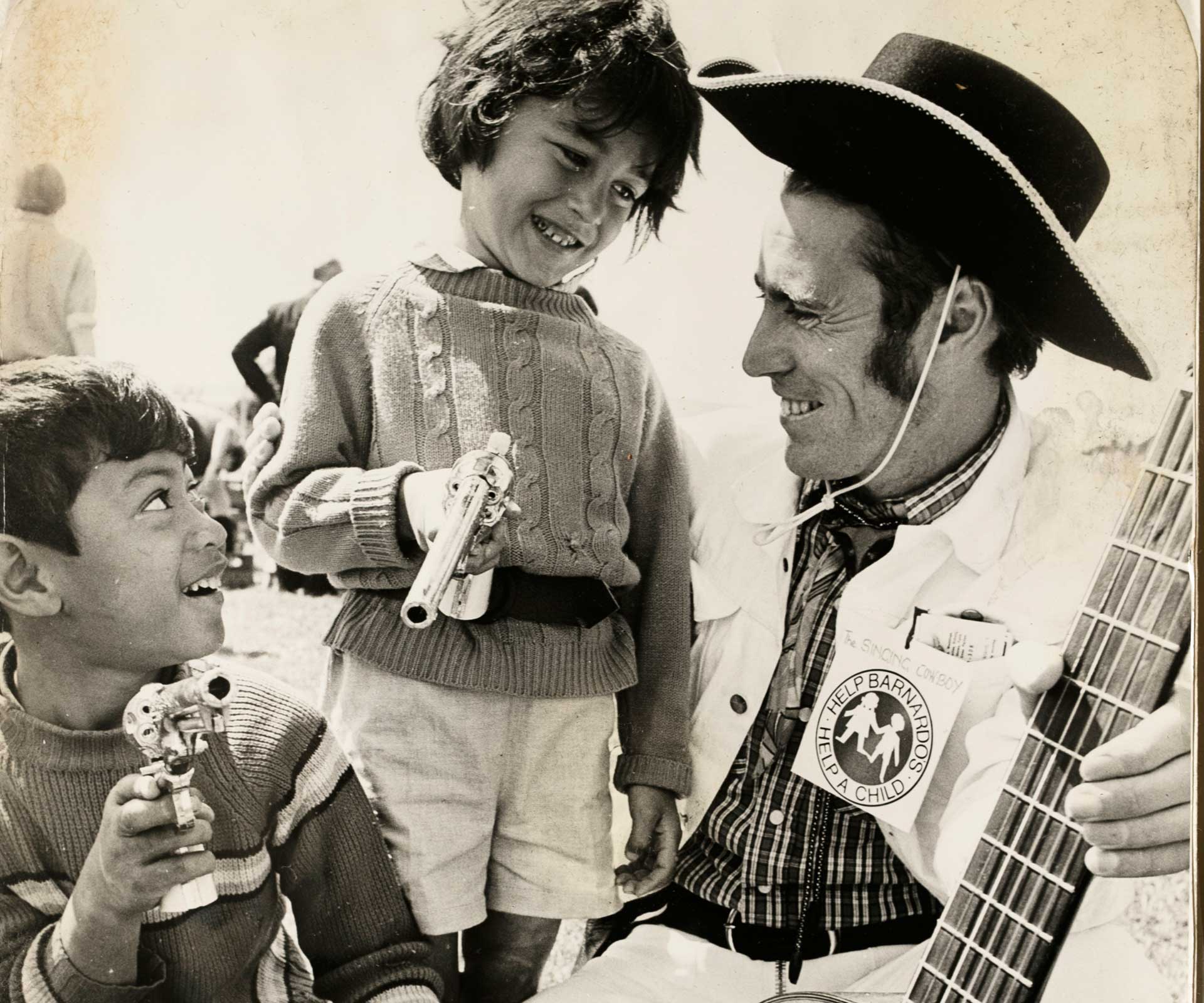 Bringing some joy  to kids at  Barnado’s  in 1976.