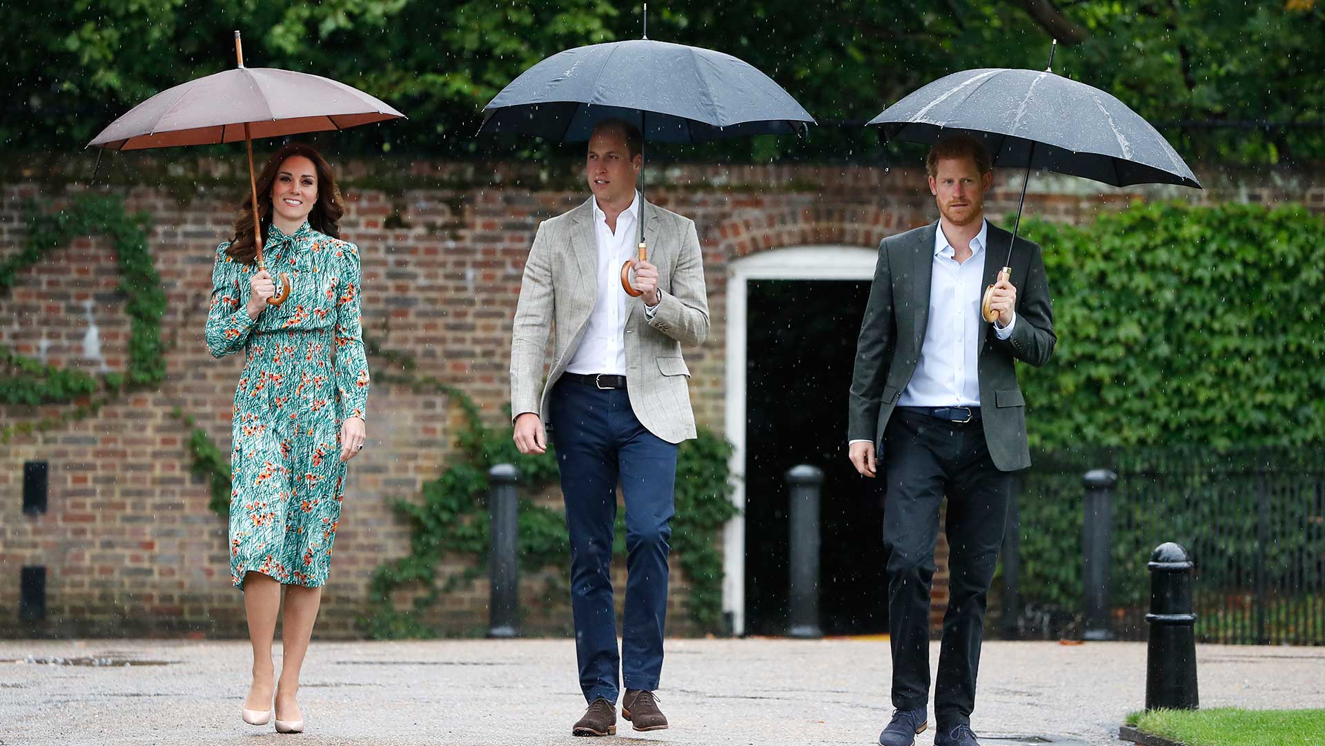 Prince William, Duchess Catherine and Prince Harry visit Princess Diana’s memorial