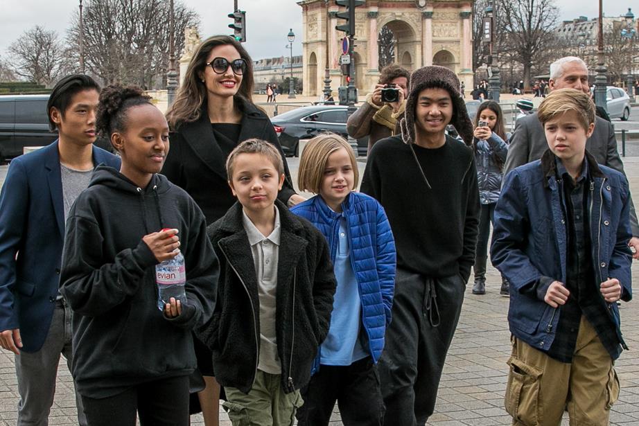 Angelina Jolie makes rare appearance with all six kids in Paris