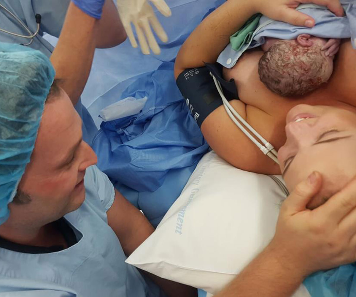 An Australian midwife’s incredible images of her helping deliver her own baby by caesarean section