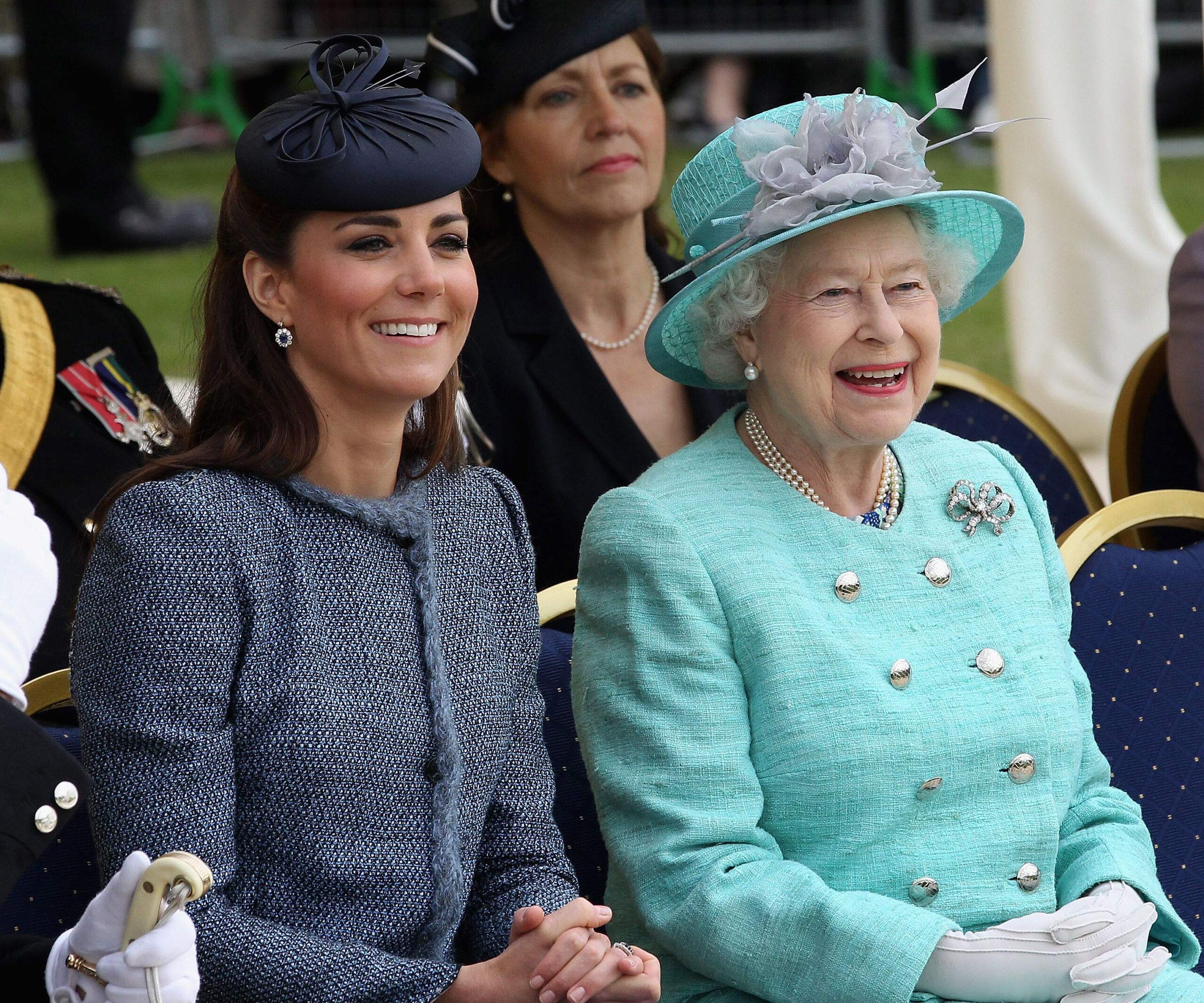 kate middleton and the queen smiling