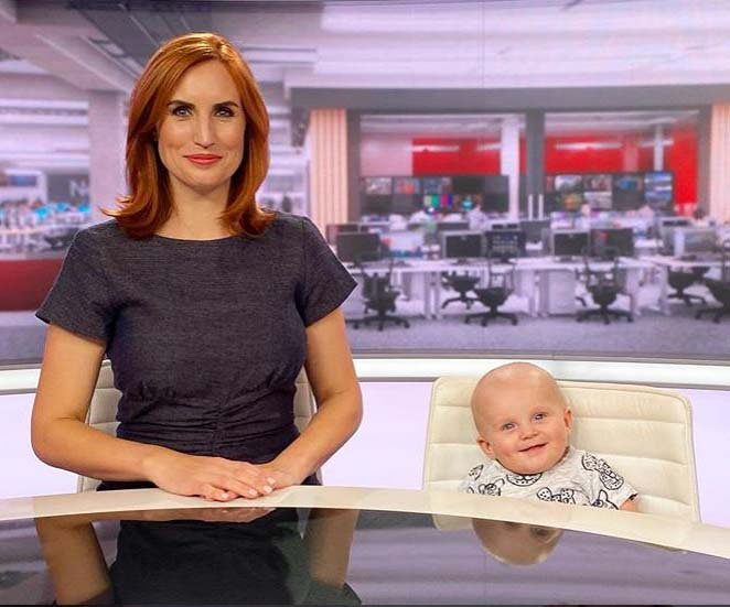 Samantha Hayes’ baby Marlow joins her on the newsdesk and all we can say is awww!