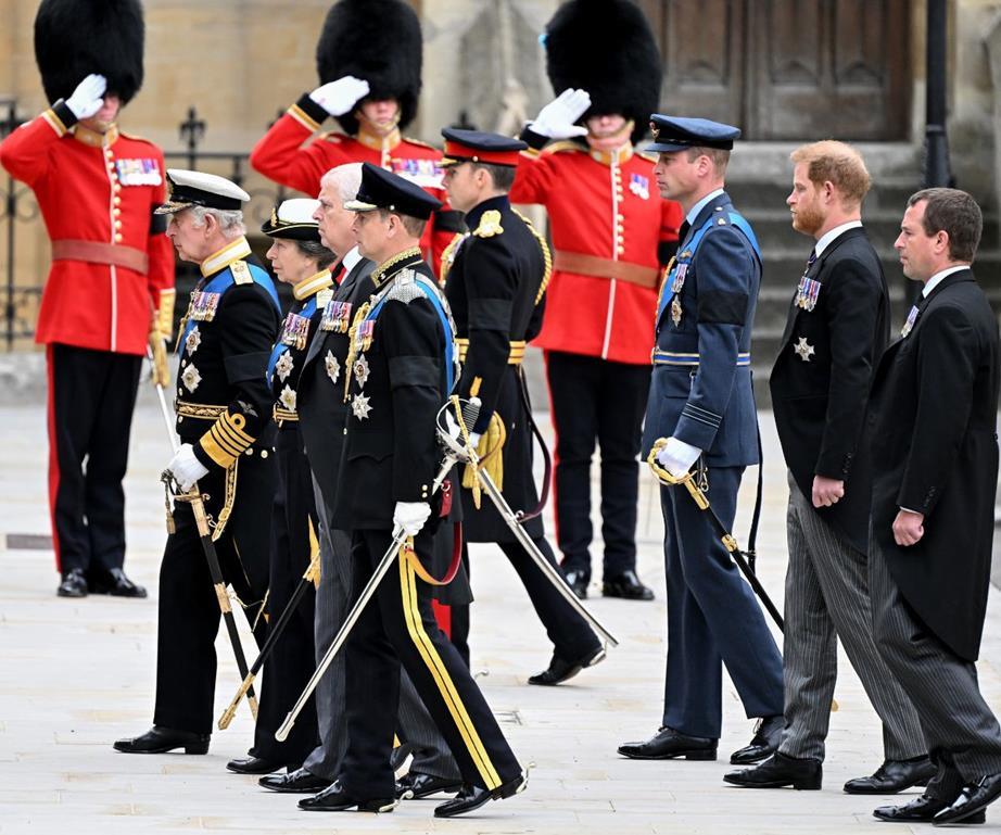 What are the military uniforms worn by the royal family at Queen Elizabeth’s funeral?