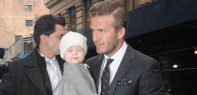 Harper Beckham goes pink-free
