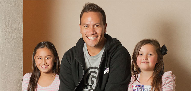Tamati Coffey with two 'New Zealand's Got Talent' contestants