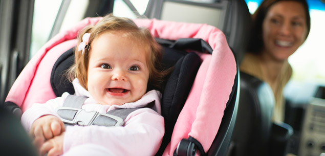 Baby car seat and seatbelt guide