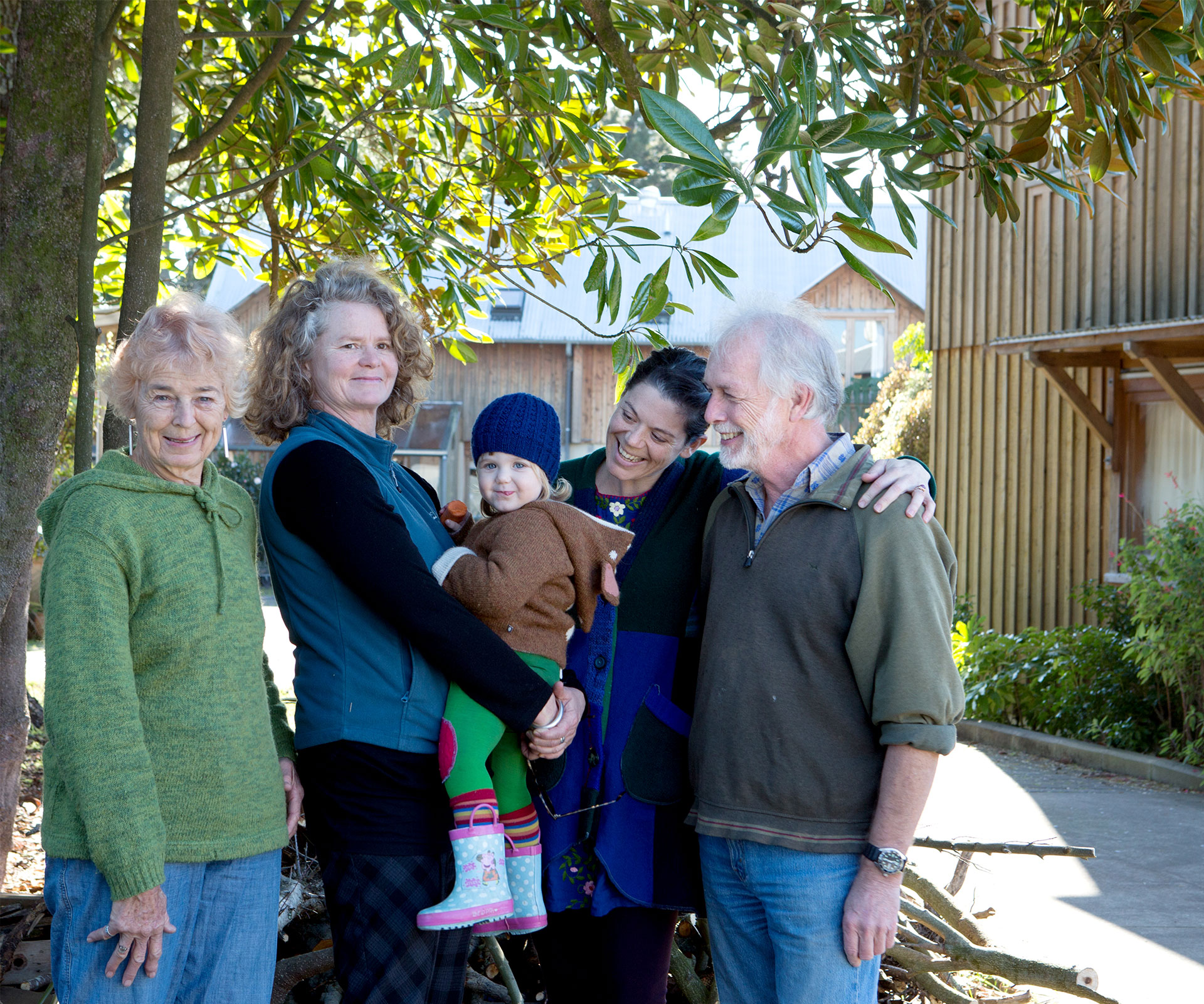 Amanda Garland (second from left), resident at eco-village Earthsong.