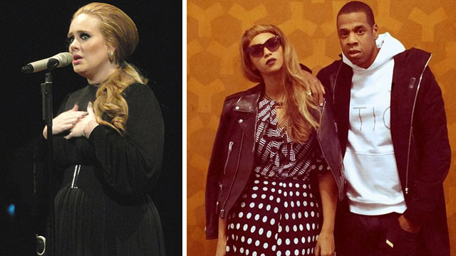 Beyonce and Jay Z catch up with Adele in London